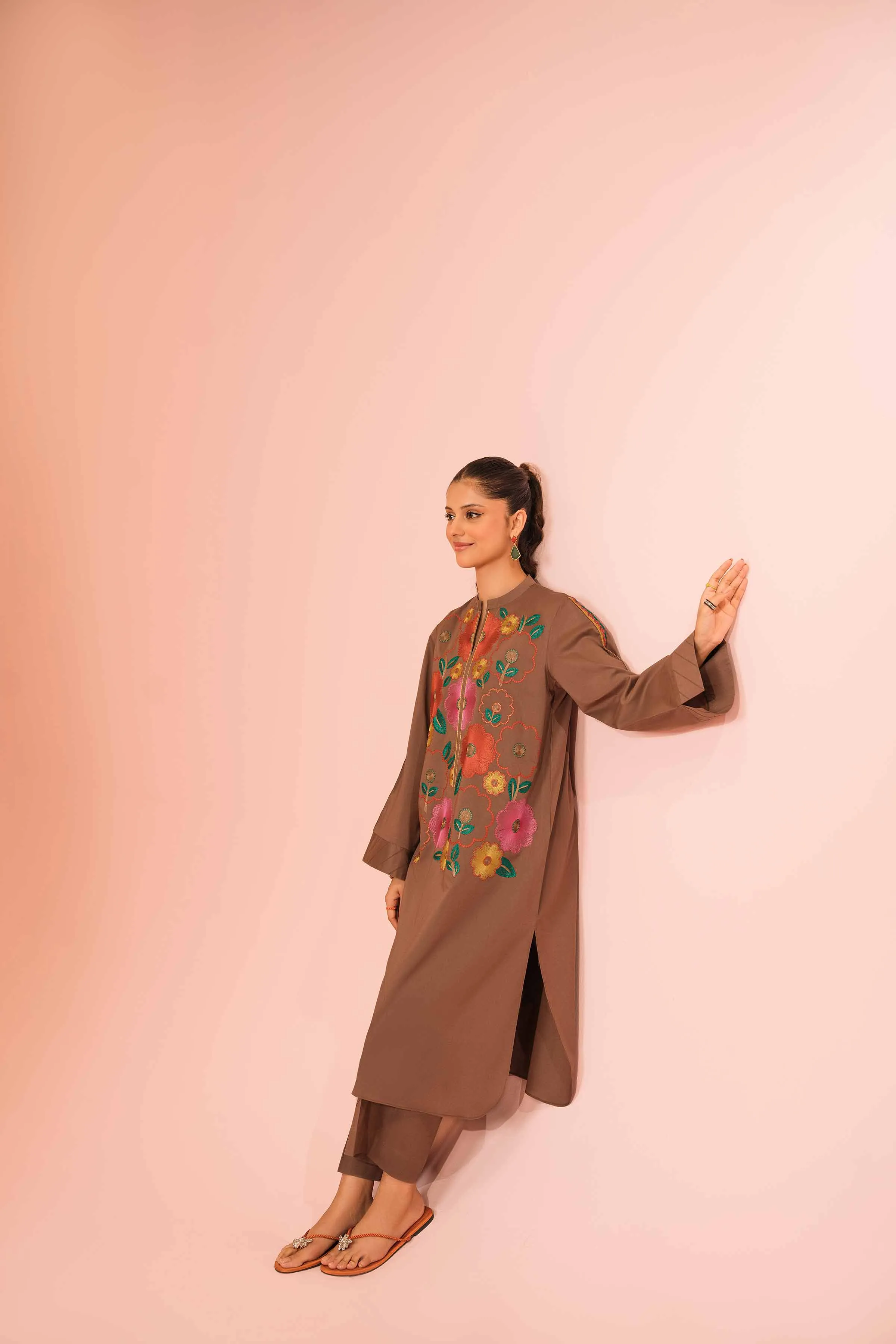 2 Piece - Dyed Embroidered Suit -  42301583