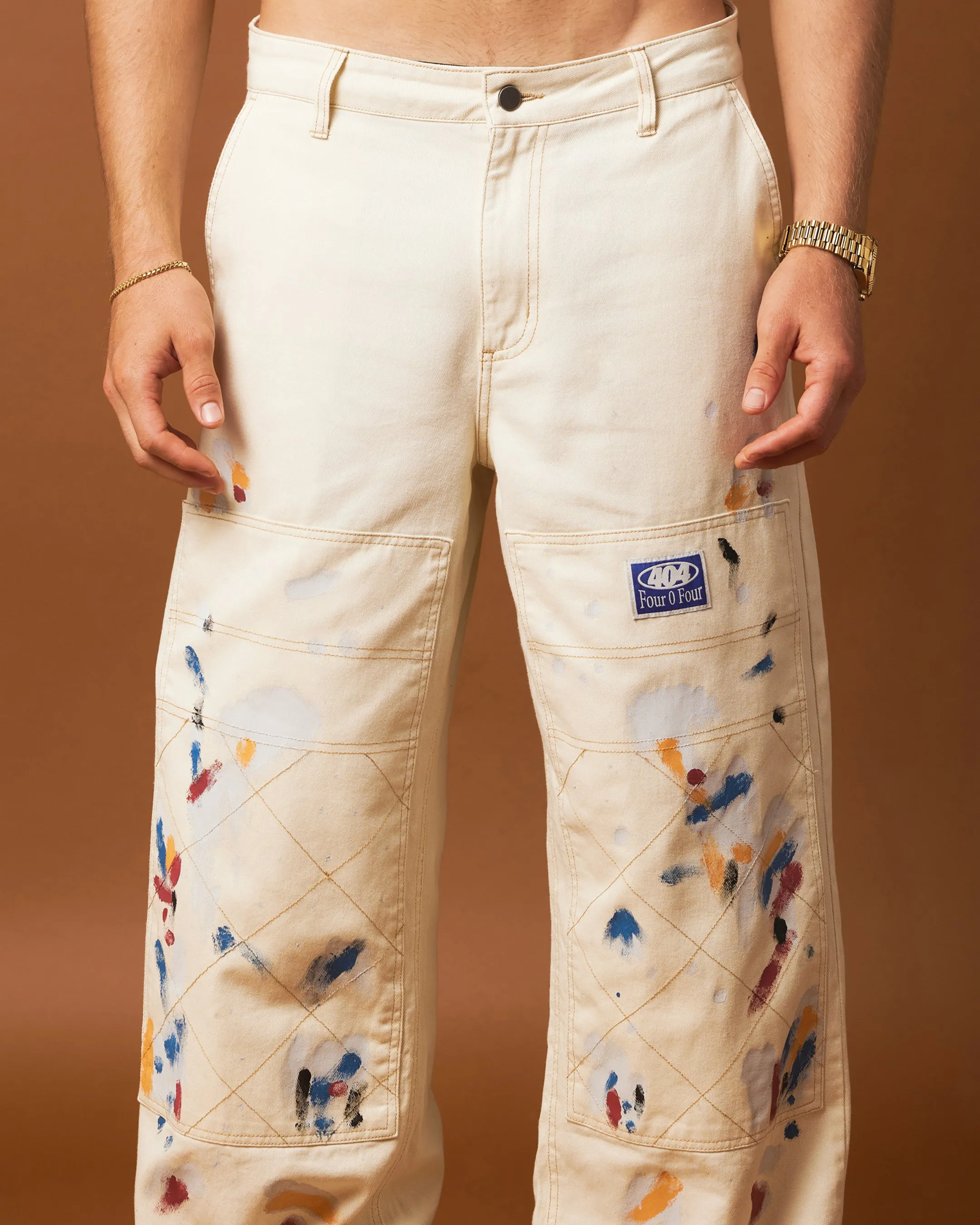 404 Off-White Double-Knee Painter Pants - Enhanced Title