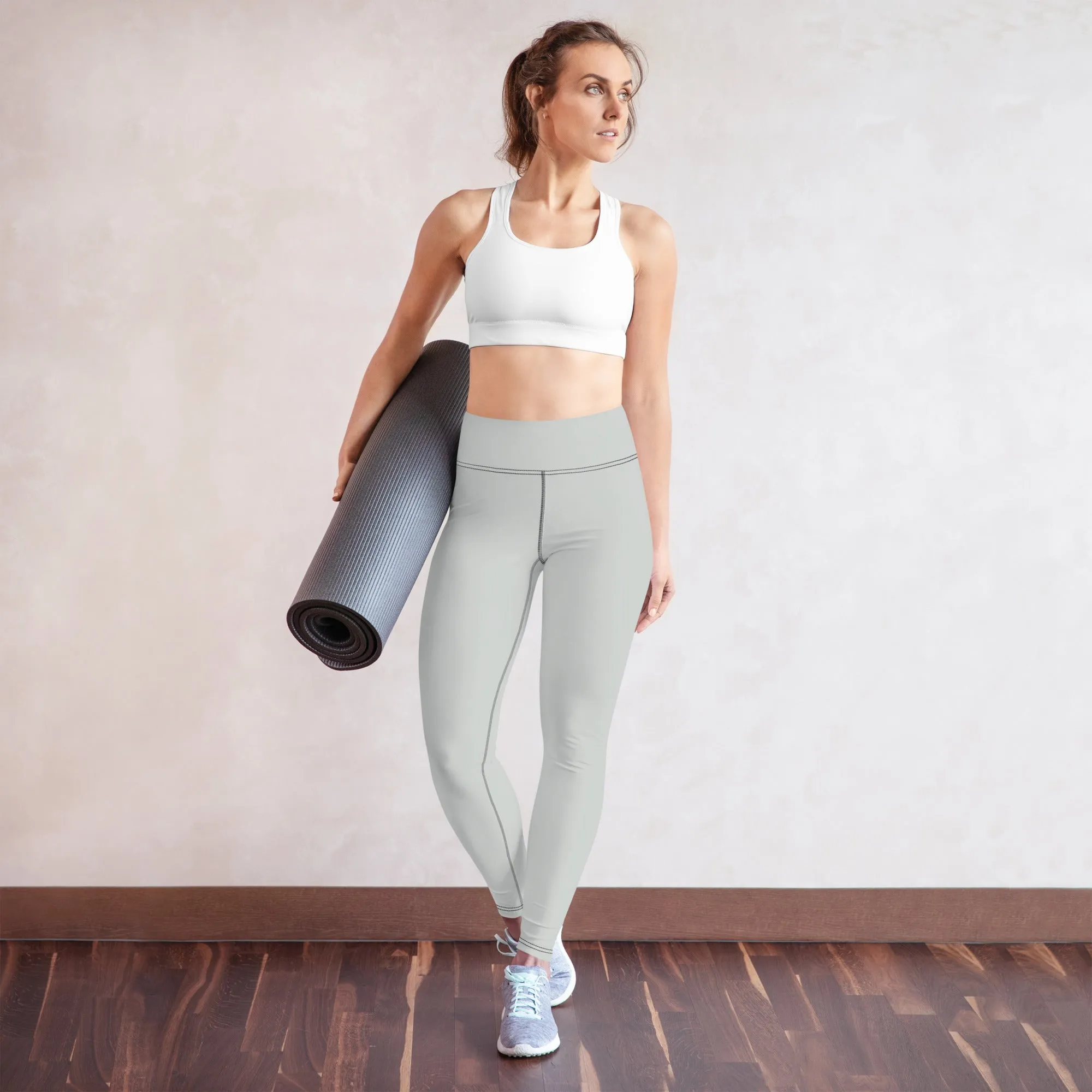 Active Chic: Women's Solid Color Yoga Pants Leggings - Smoke