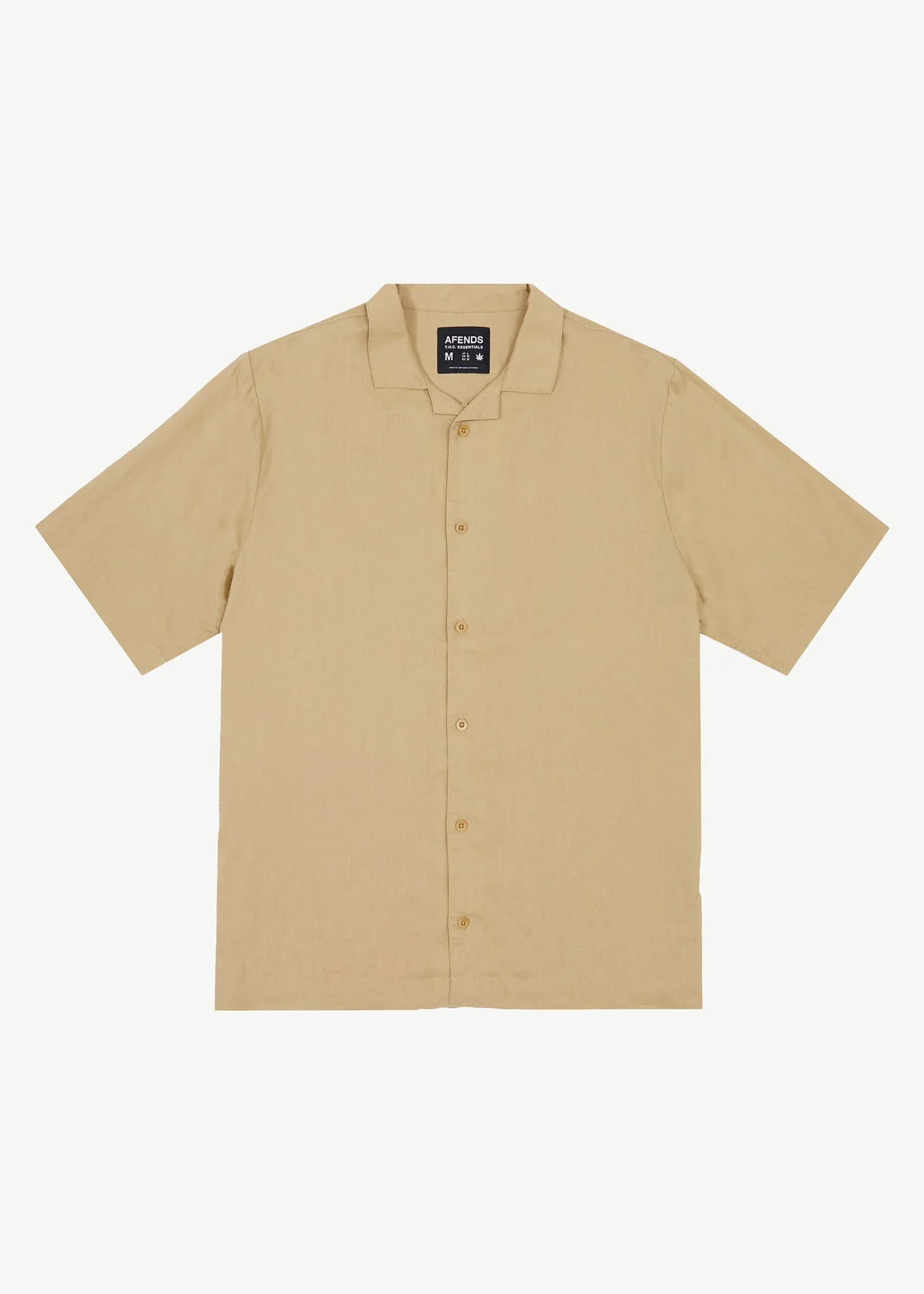 AFENDS Mens Daily - Cuban Shorts Sleeve Shirt - Camel