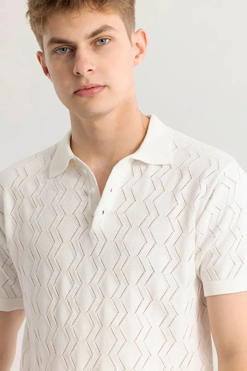 Baldassare Luxury White Knitted Polo T-Shirt for Men