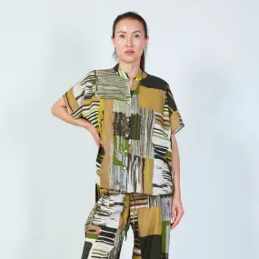 Button-down shirt with abstract geometric print wholesale