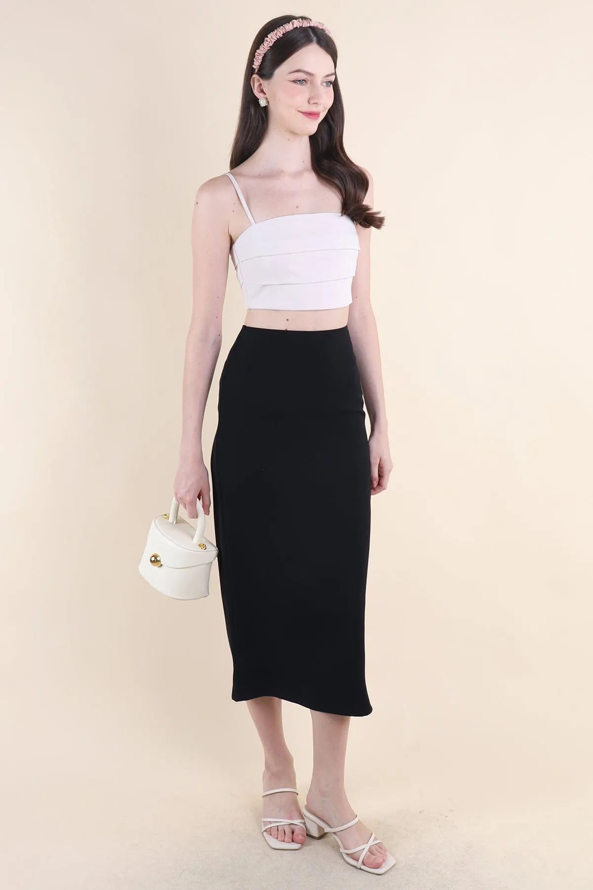 CALIA MIDI SKIRT IN BLACK