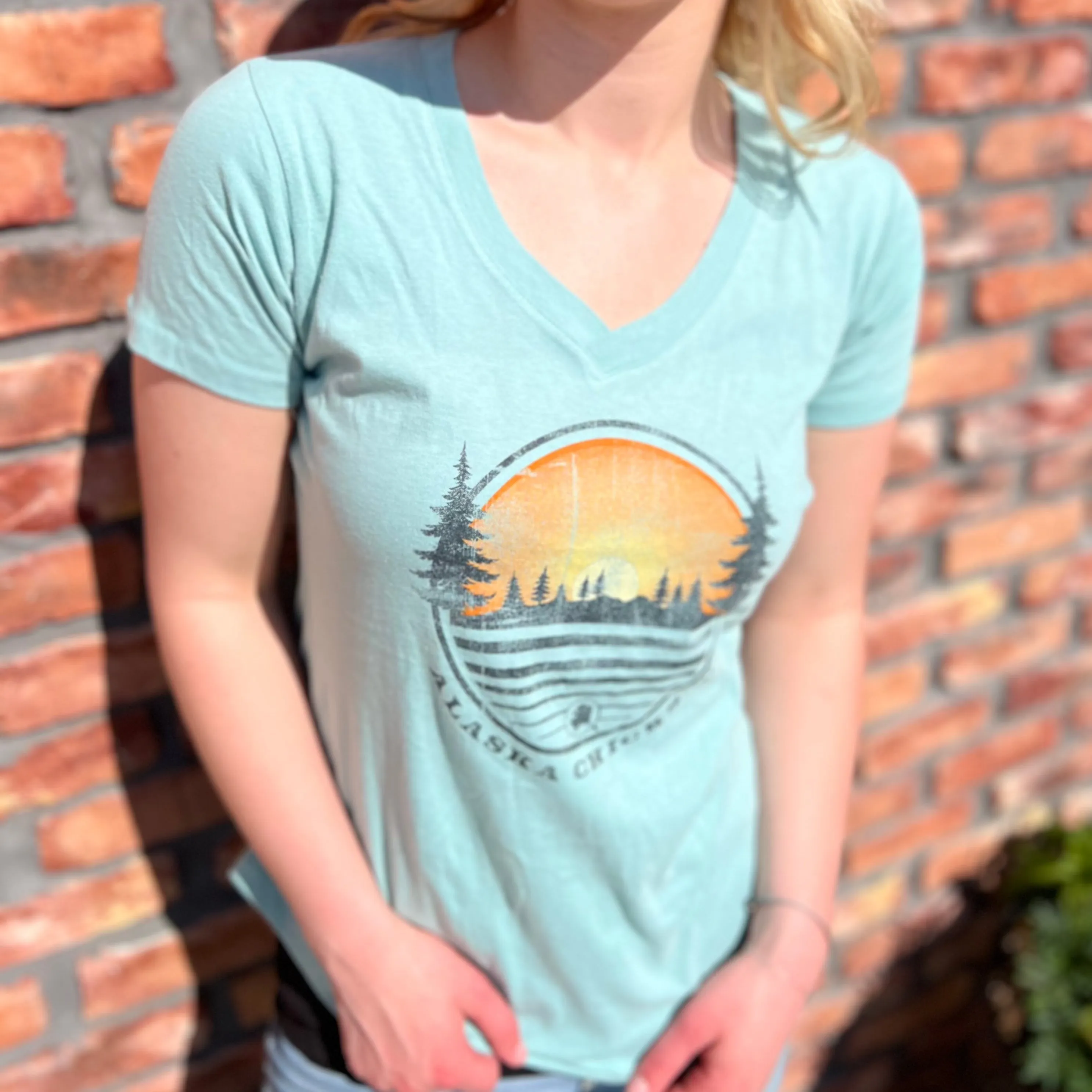 Distressed Sunset V-Neck T-Shirt