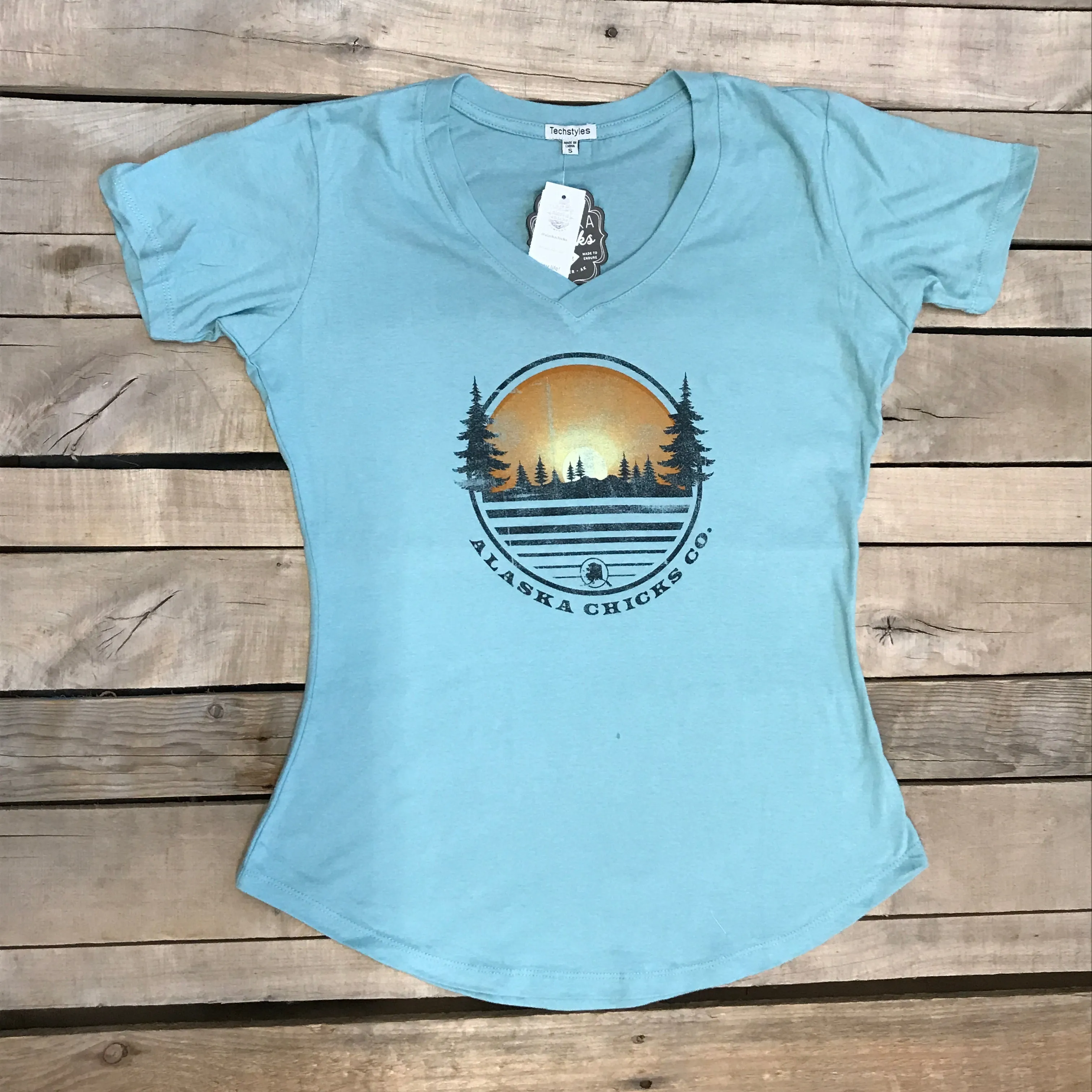 Distressed Sunset V-Neck T-Shirt