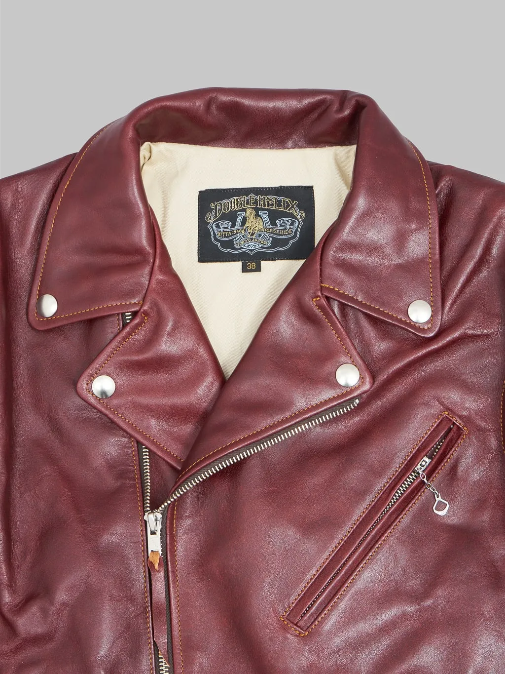 Double Helix "Deviant" Double Rider's Horsehide Jacket Burgundy