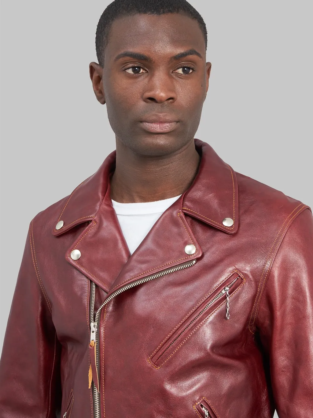 Double Helix "Deviant" Double Rider's Horsehide Jacket Burgundy