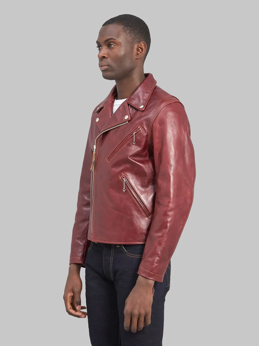 Double Helix "Deviant" Double Rider's Horsehide Jacket Burgundy