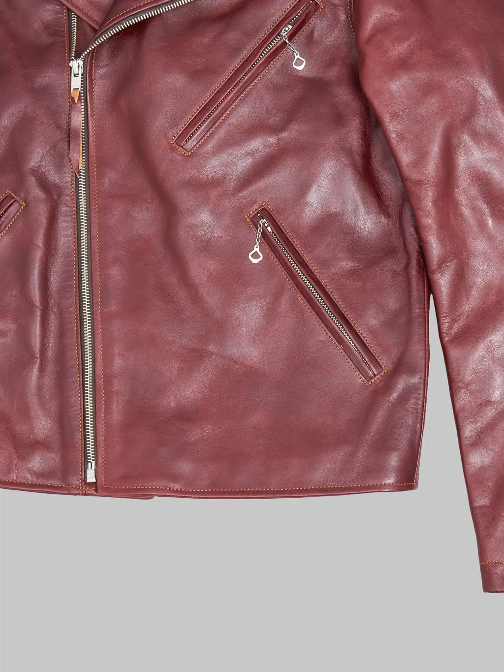 Double Helix "Deviant" Double Rider's Horsehide Jacket Burgundy