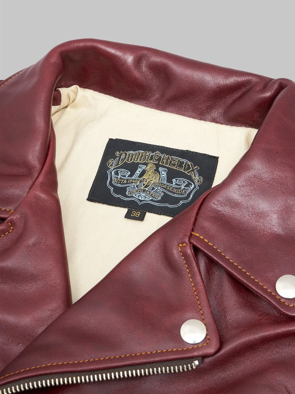 Double Helix "Deviant" Double Rider's Horsehide Jacket Burgundy