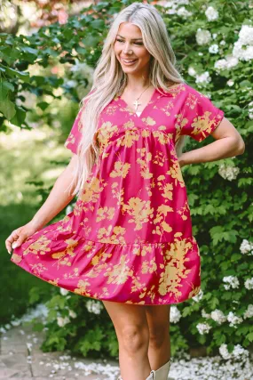 Floral Batwing Sleeve Smock Dresses