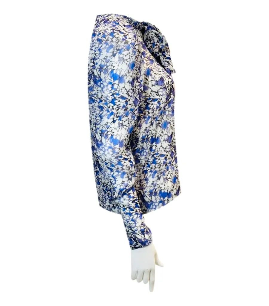 Giambattista Valli Silk Tie-Neck Floral Top. Size 38IT