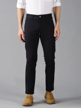 MEN'S BLACK SOILD SLIM FIT TROSUER