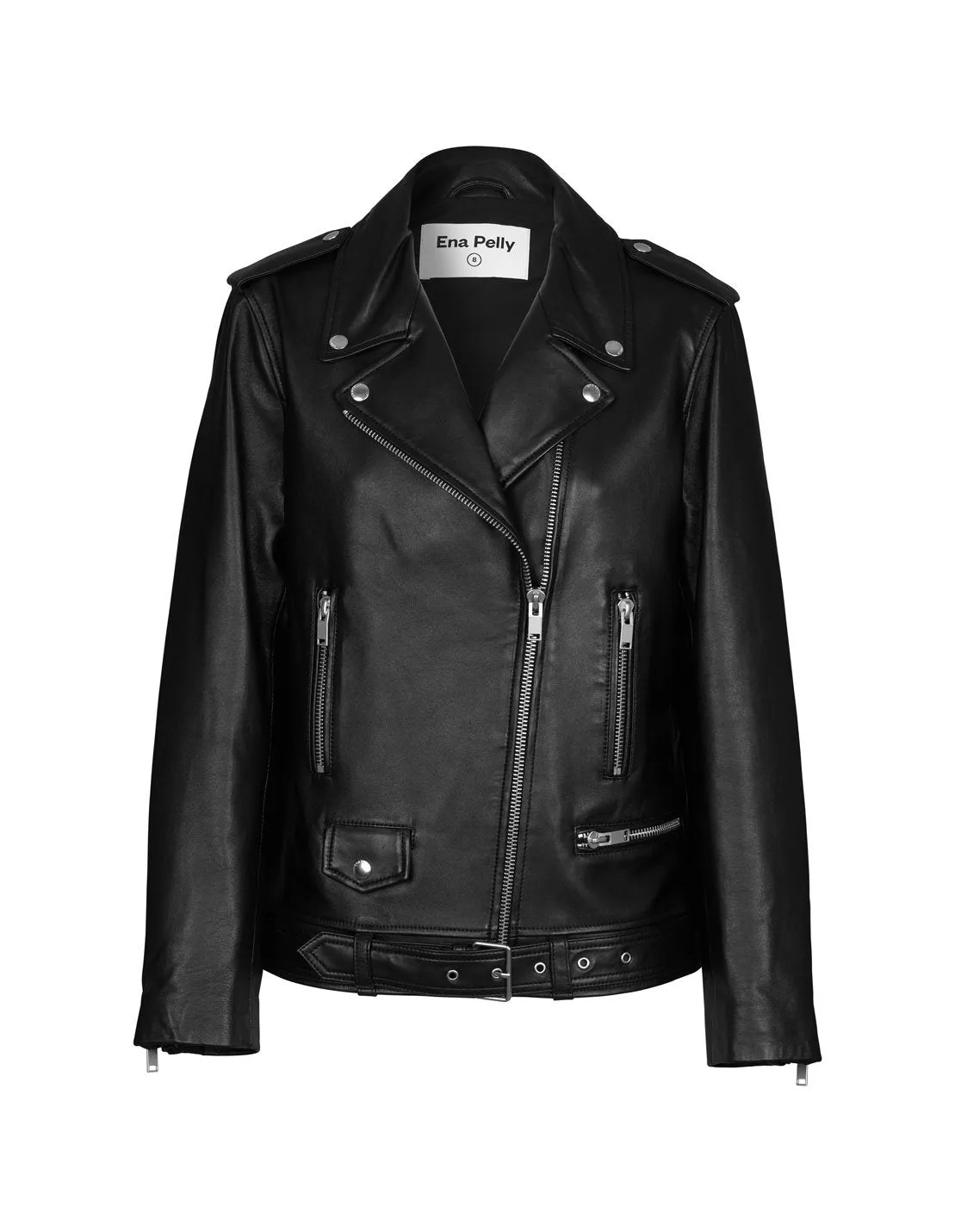 Oversized New Yorker Biker Jacket - Black/Silver