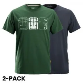 Snickers&#x20;2522&#x20;AllroundWork,&#x20;T-Shirt&#x20;With&#x20;Artwork&#x20;Print,&#x20;2-pack&#x20;-&#x20;Forest&#x20;Green&#x2F;Navy