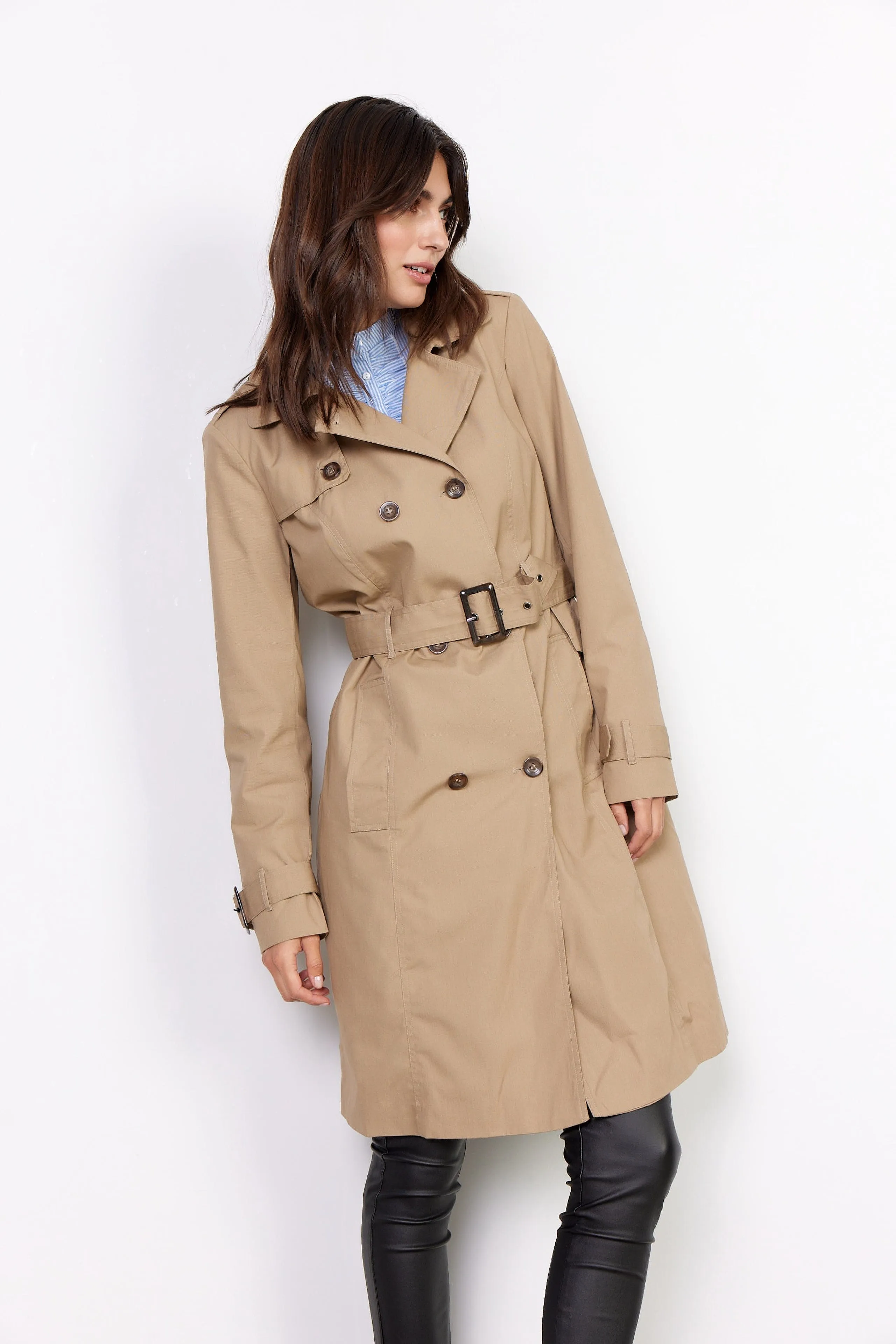 Soya Concept Cotton Trench Coat Beige