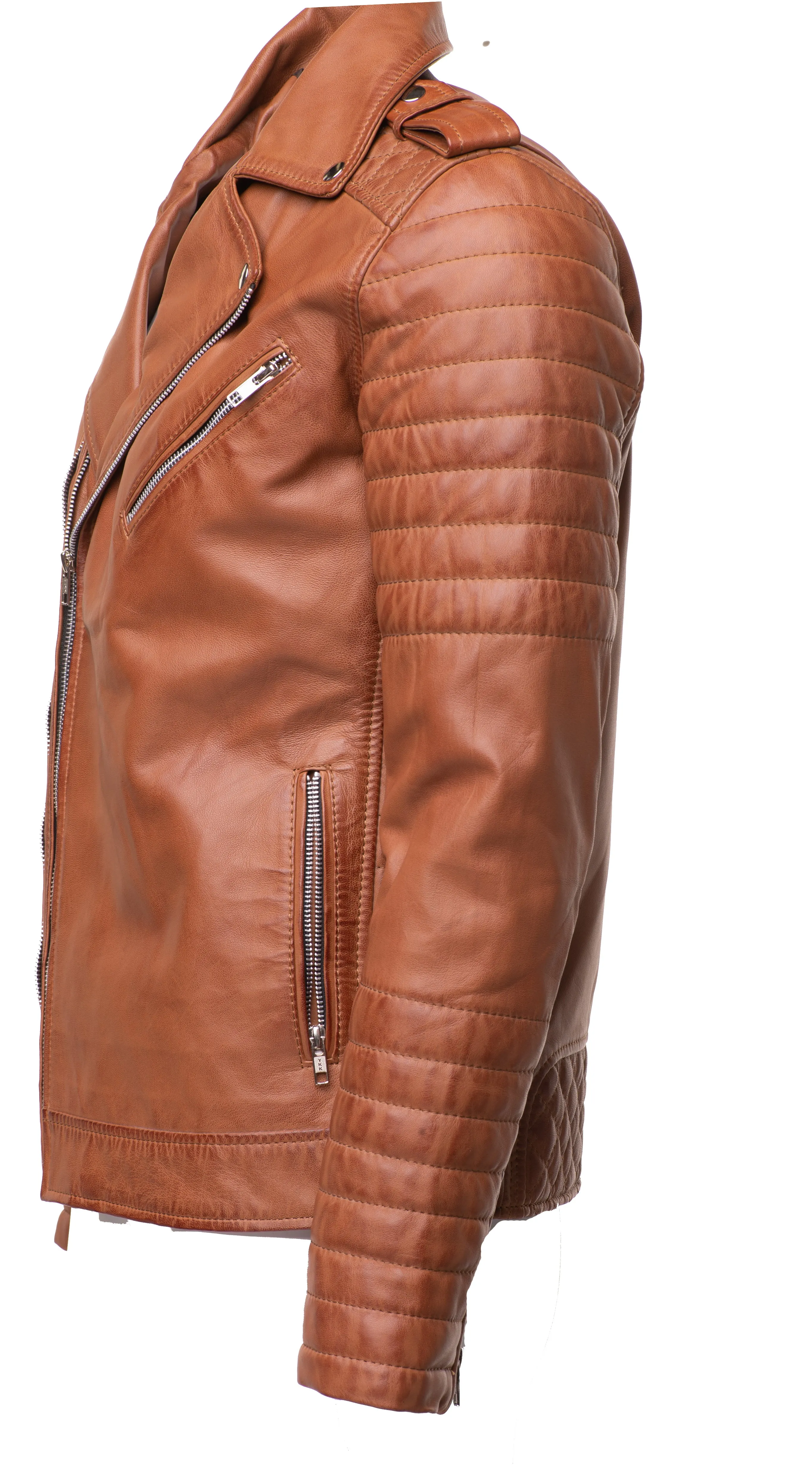 Tan Quilted Biker leather jacket