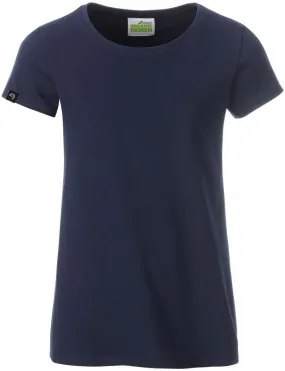 ― % ― JAN 8007G ― Kinder/Mädchen Bio-Baumwolle T-Shirt - Navy Blau [M / 122-128]